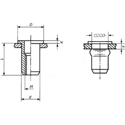 Blindnietmutter M4 x 10.0 mm Flk ST ger. Klemmbereich 0.3 -