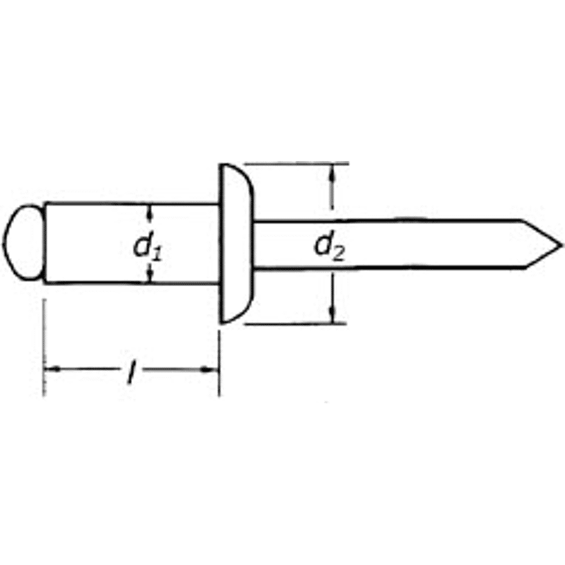Mehrbereichsniet AL/Ni 3.2 x 8.0 mm Flk Kl.0.5-5.0 mm/Anthrazit RAl 7016