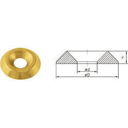 Domax Rosette für Senkschrauben 6, 4 x 20 mit 90°Kopf, Vollmaterial, gelb verzinkt