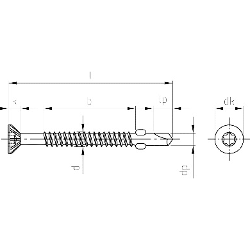 Senk-Bohrschraube A2 BI-Metall 4,8x32 m.Flügel u.Rippen, T25 rostfrei
