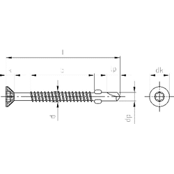 Senk-Bohrschraube A2 BI-Metall 4,8x32 m.Flügel u.Rippen, T25 rostfrei