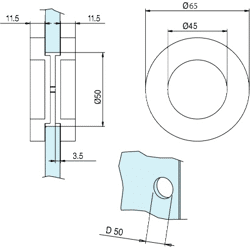 Metalglas V-512 NS,  Griffmuschel rund,  f. Glasstärke 8-10mm