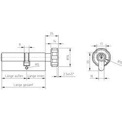 GEGE pExtra Drehknopf für Doppelzylinder, Nickel matt