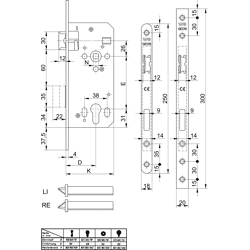 Grundmann WG Einstemmschloss 421, PZ, DM 70mm Eckstulp 300x20x4mm Niro
