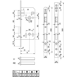 Grundmann WG Einstemmschloss 440R, WC, DM 50mm Rundstulp 250x18x4mm Ni