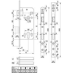 Einstemmschloss 421RK PZW DM 70/88 mm ÖNORM Stulp rund 250x18x4 mm Nirolook RS