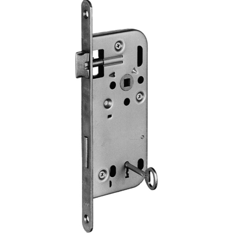Einstemmschloss 340R, WC DM 50/90 mm, ÖNORM Stulp rund 250x18x3mm verz. LS/RS