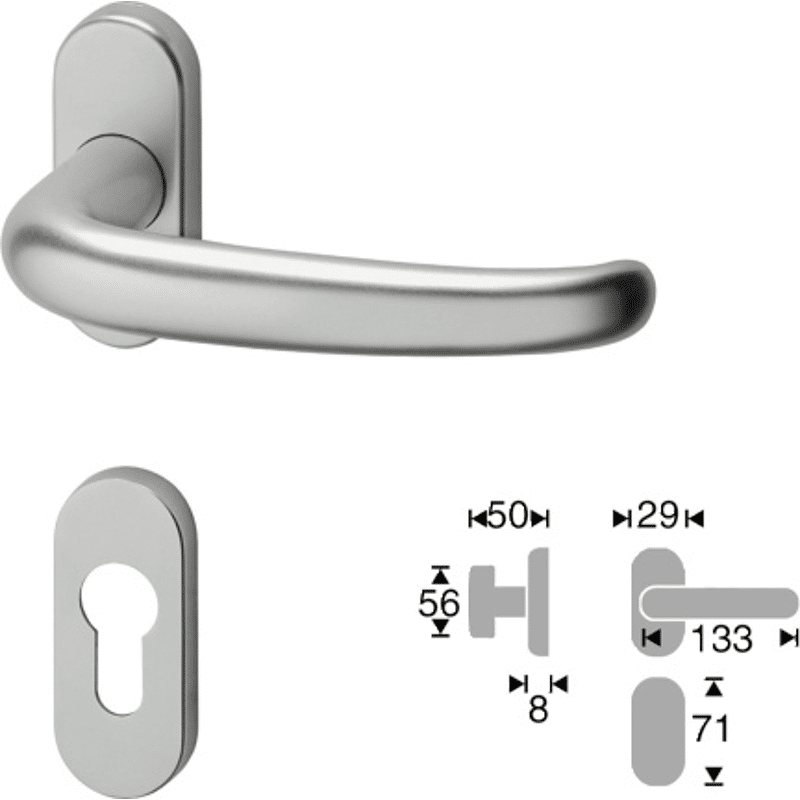 Geos Lochteil 2354FH, auf Ovalrosette, E-Sat., 9 mm Loch, FH DIN 18273FS