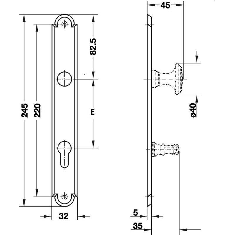 WG Langschild Modell 962Z, PZ, MS PVD ÖNORM 88