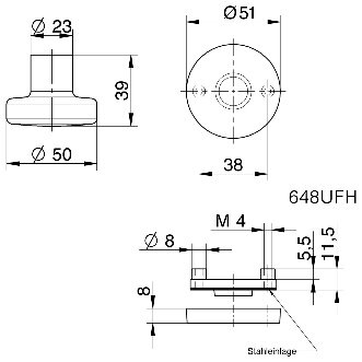 Knopf 3254L fix auf Rundrosette