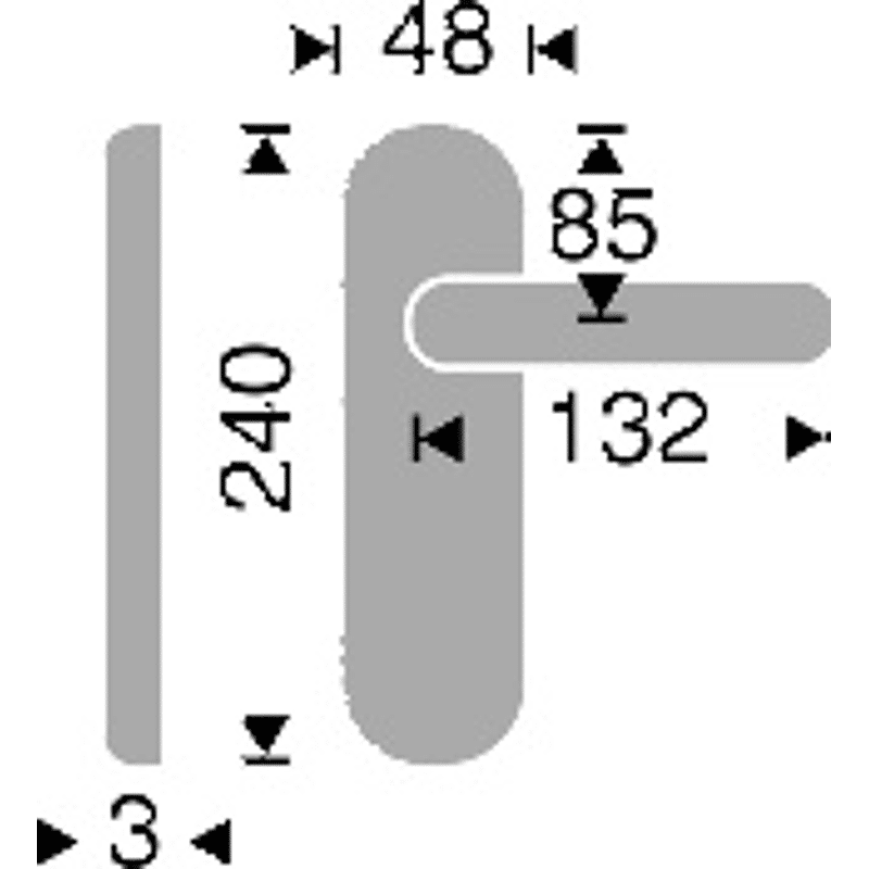 Drückerpaar BAYREUTH Schmiedeeisen schwarz verzinkt, Vkt 8/8,5mm, TS55mm