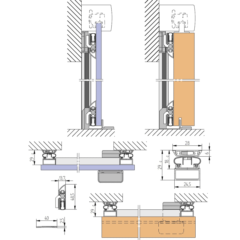 Rundumdicht Uni M-12 25, bis Türbreite 1.250 mm, Edelstahlfarben elox