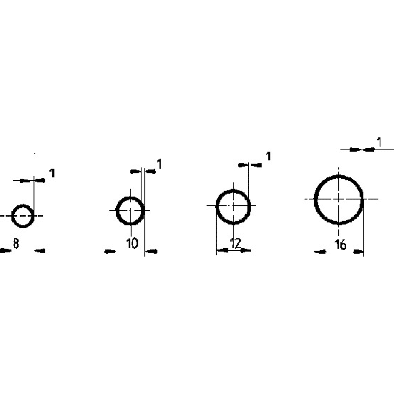 Rundrohre alfer,  Stangenlänge 2000 mm Dimension 15x1 mm,  Edelstahl V2A