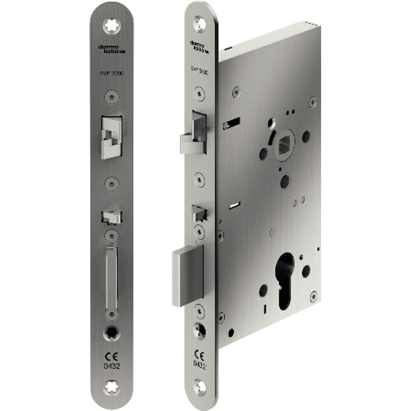 SVP-Einsteckschloss Typ 2272, DM 65/72/9 mm, Stulp rund 235x20 mm ER DIN-RS
