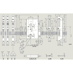 SVP-Einsteckschloss Typ 2272, DM 65/72/9 mm, Stulp rund 235x20 mm ER DIN-RS