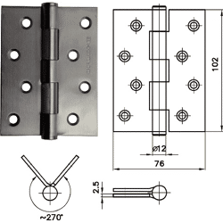 Scharnierband Grudke HPK0649,  76x102mm,  Rolle 12mm,  Edelstahl