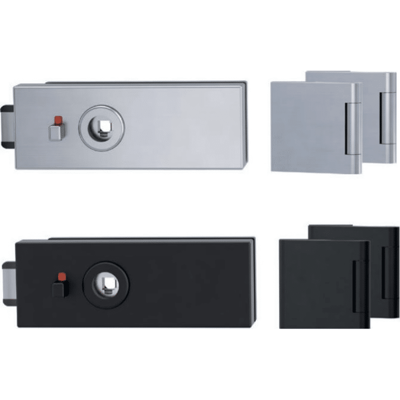 Glastür-Set PURISTO S unverschließbar,  Glas 8-12mm,  ohne Drücker,  E-Sat