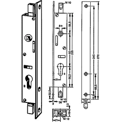 Basküll Schloss Fuhr 298 stahl verzinkt Dornmass 21mm,  Vierkantnuss 8 mm für PZ