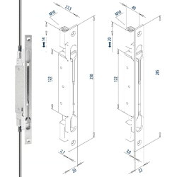 Einstecktürkantriegel Fuhr 345K, Stahl VZ Kastenbreite 40mm, Stulp 285x22x2,5mm