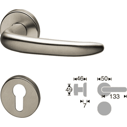 WG4 Drücker-Lochteil 1754/7048MUFH, mit Rundros., 9mm Vkt-LT., Edelst.sat.