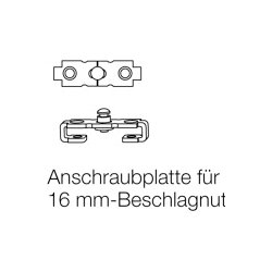 Hautau Flügel-Anschraubplatte für Beschlagsnut 16mm f. Kipp-Sicheru
