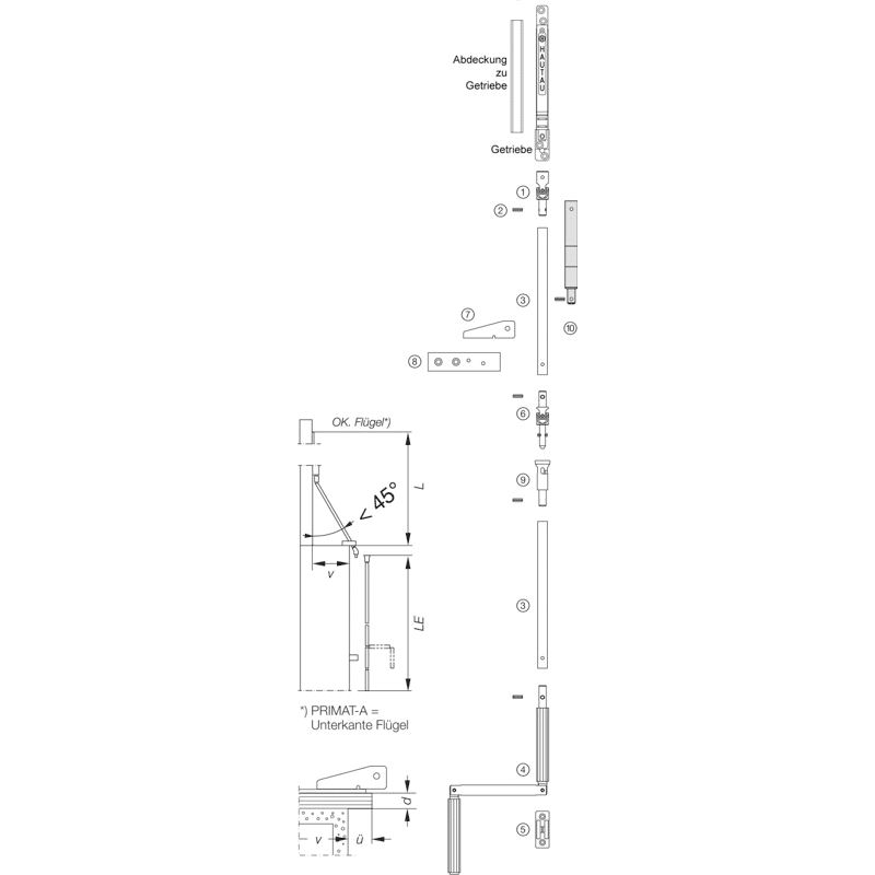 Spindelgetriebe 200A Primat-FL 190 Hub 57mm,  VZ