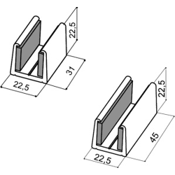 Metalglas V-012 AN,  Bodenführung mit Filzgleiter,  f. Glasstärke 8-10 mm