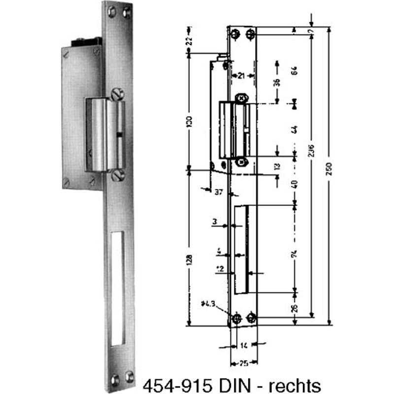 E-Türöffner 22WDE FIX, 6-12V AC/DC, Arbeitsstrom, Arretier., mit Entriegelung, LS