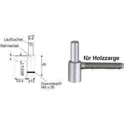 Bandunterteile 404 für Ö-Norm-Zargen,  für Stahlzarge M10 x 1