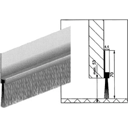Ellen Dichtungsbürste IBS 70 Alu 2, 5 Meter Gesamthöhe 70 mm, Bürstenhöhe 30 mm