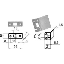 Grundmann WG Schließblech flach, 53x18mm für Einlegstange