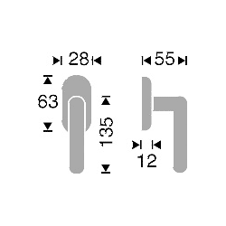 MACO Fenstergriff Harmony Sperrzylinder Nocke 10/12 mit Stift 35