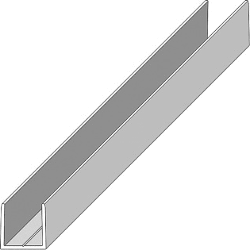 U-Profil alfer clampline, Stangenl.2000mm Dimens. 18,9x16,5x1,5 mm, silber elox.
