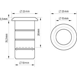 Bodenmulde BM-R 15/25 mm, DM 15/ 25 mm, Edelstahl geschliffen