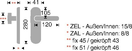 Sicherheitsbeschlag WG Elegant Serie ZAL/ZEL