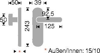 Sicherheitsbeschlag WG Serie ZAM15, 7052 Schild 5800, Alu /