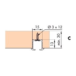 Einfachlaufschiene, EKU-Clipo 16, Alu, gelocht, zum Schraube