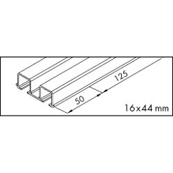 Doppellaufschiene EKU-Clipo 16, Alu, gelocht, zum Schrauben,