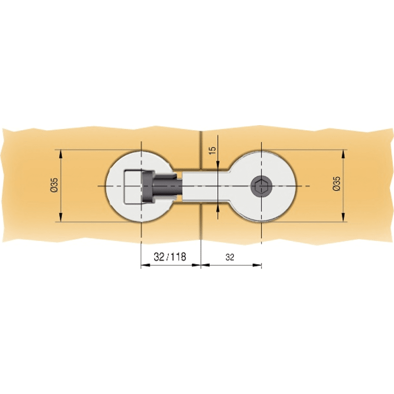 Arbeitsplattenverbinder Quick 35mm M8x150mm