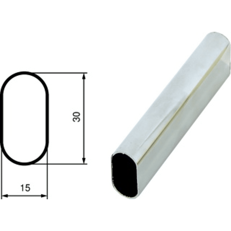 Möbelrohr OVAL (starke Ausf.) 30x15x1,2 Länge: 3000 mm
