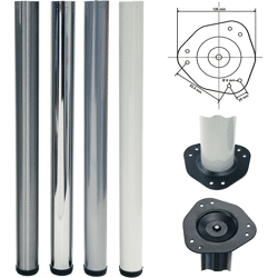 Grimme Tischfuss Stahl 60/710 mm Edelstahl Finish,  + 25mm