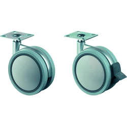 BS Rollen Doppelrolle silber m. Platte m. Festst. f. harte Böden D: 75
