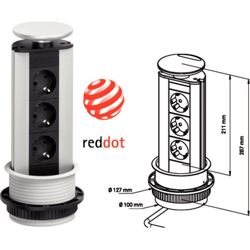 Einbausteckdose EVOline Port USB Charger 2x Steckdose, 1x USB Charger, silber