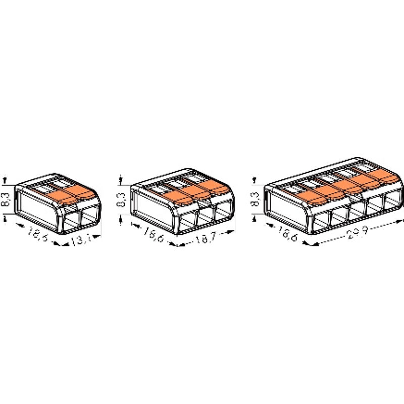 Kabelklemme Wago Serie 221 5-fach,  Nennquerschnitt: 0,14-4mm