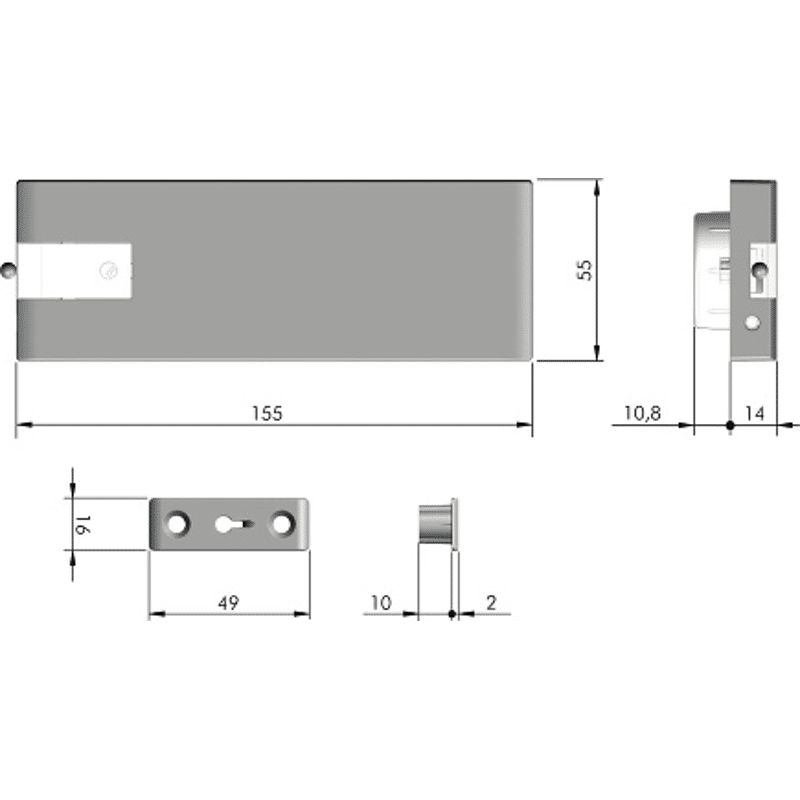 Bremsklappenhalter Link m.Stahlseilabh. U262, Edelstahl Effekt