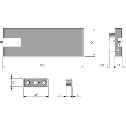 Bremsklappenhalter Link m.Stahlseilabh. U262, Edelstahl Effekt