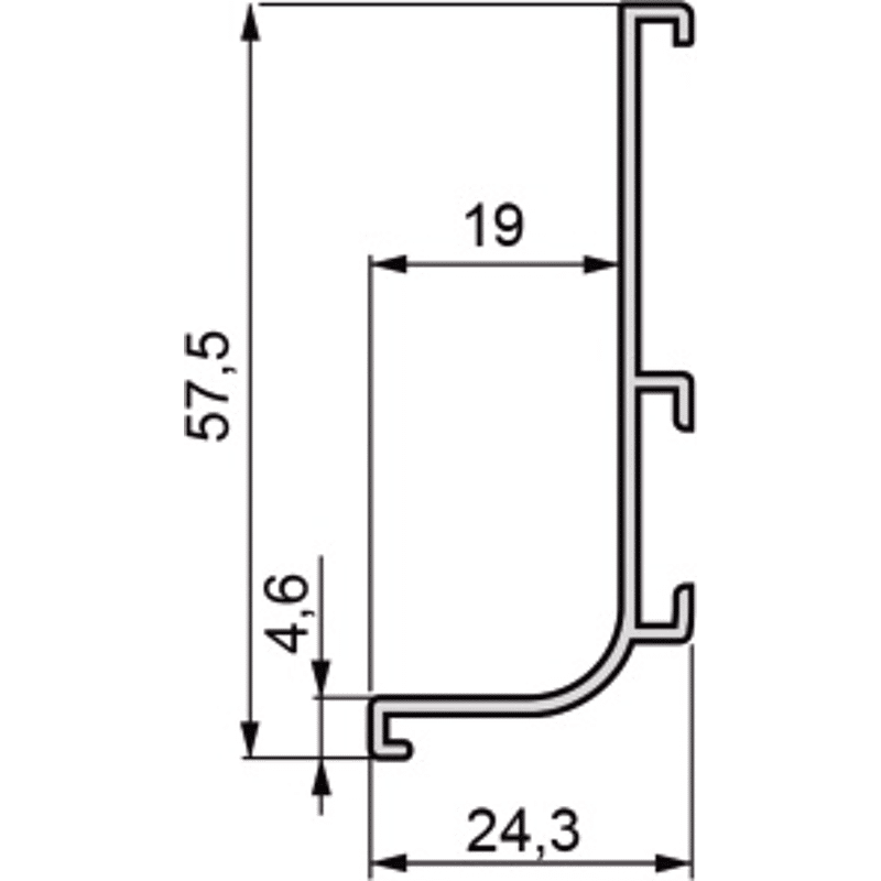 L-Griffmulde Aluminium natur eloxiert Profillänge 2350 mm