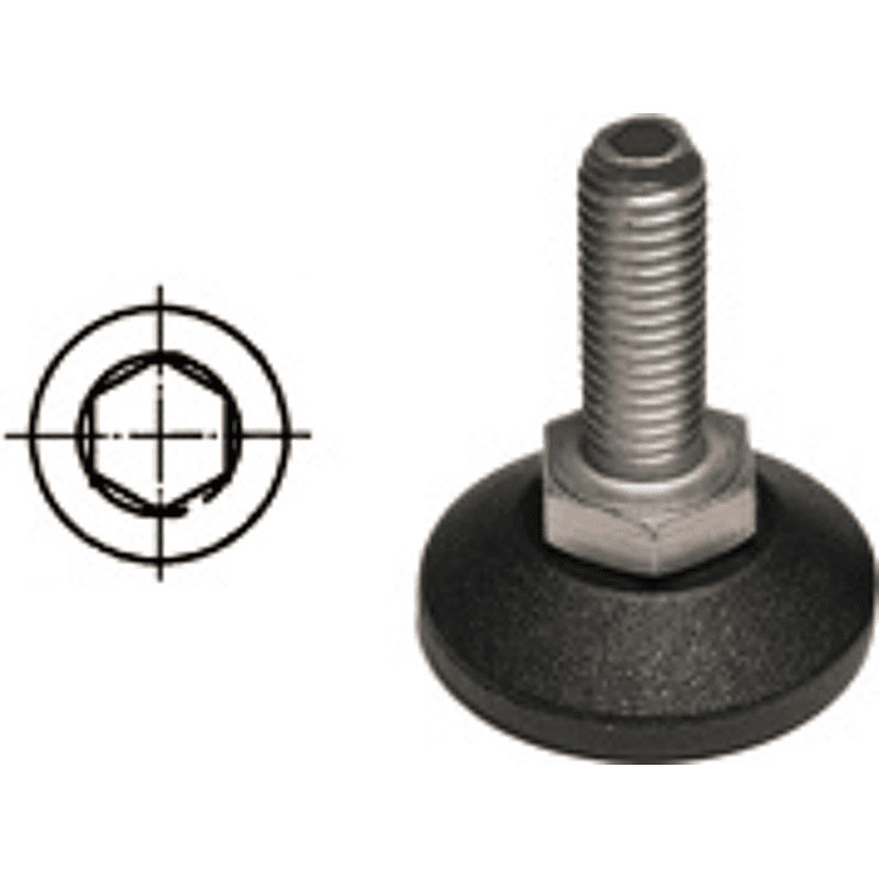 Sockelverstellschraube m.Innensechskant Stahl vz, Gesamth.:40mm, M8 x 30 mm