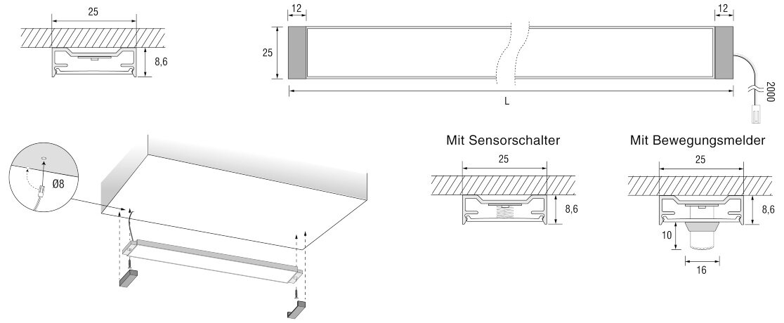 LED Unterbauleuchte ultraflach, 24 V/DC