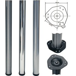 Grimme Tischfuss Stahl 80/710 mm verchromt,  + 25mm